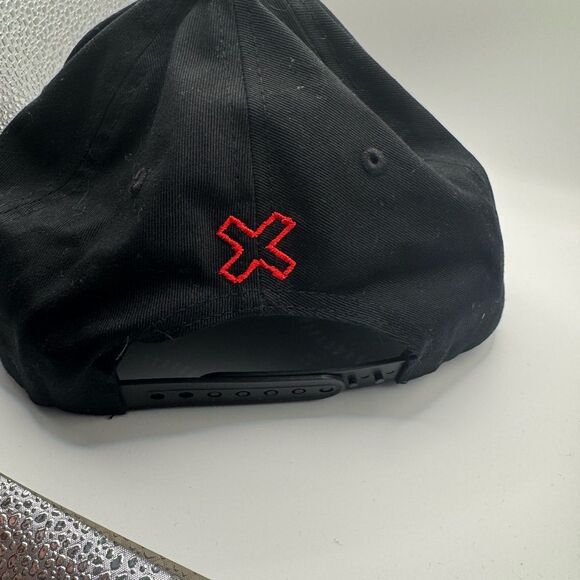 Black Hat with Red and Blue X Design - Picture 3 of 5